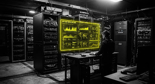 A high-contrast workspace